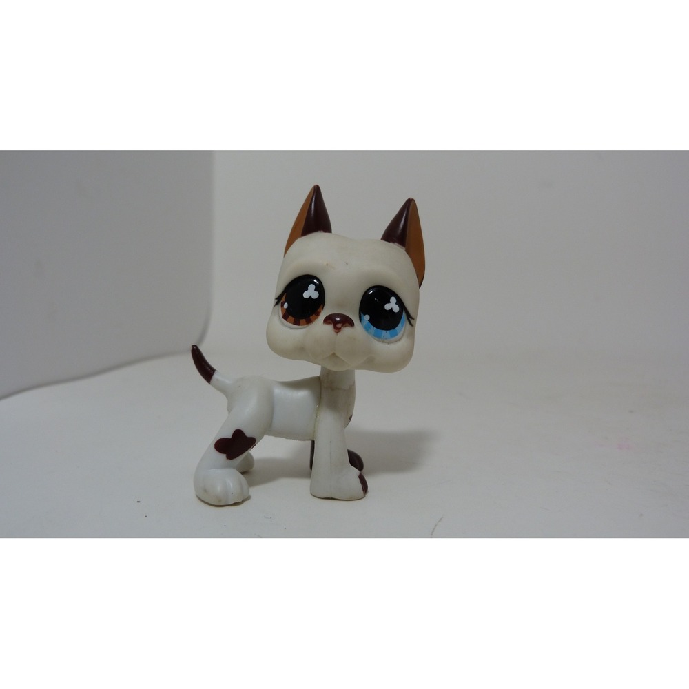 Hasbro Littlest Pet Shop LPS Great Dane 577 Cream Brown Heterochromia Eyes Toy